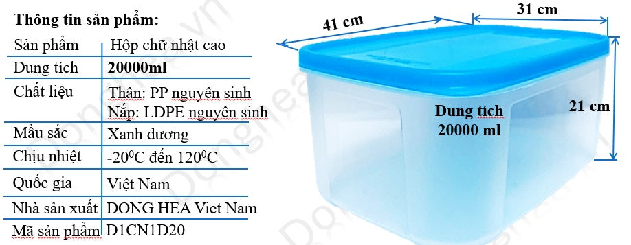 Bộ 3 hộp đựng thực phẩm lớn cao cấp ( 11000+15000+20000)ml