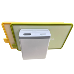 Bộ 2 thớt kháng khuẩn kèm giá cài dao cao cấp JERU