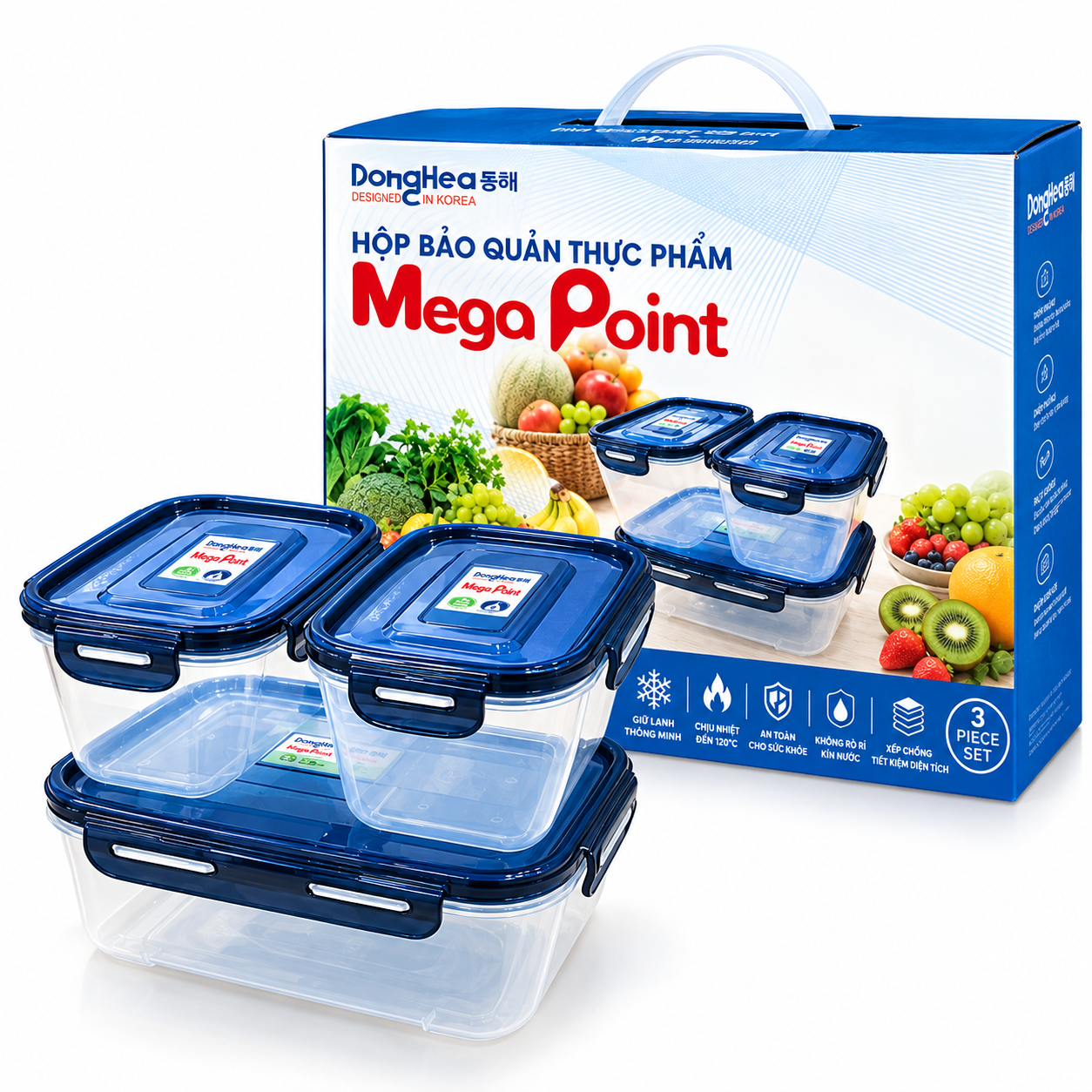 Bộ 3 hộp bảo quản thực phẩm MegaPoint
